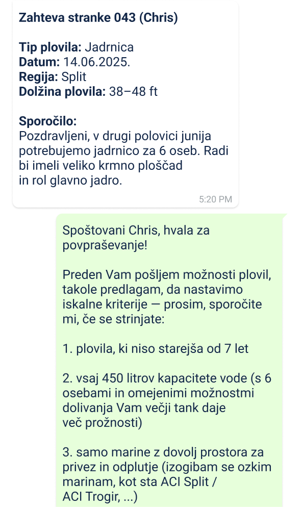 primer vroče linije za kapitane