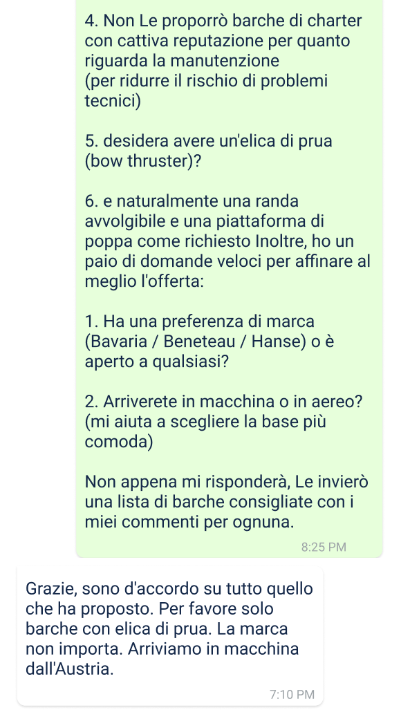 esempio di linea diretta skipper