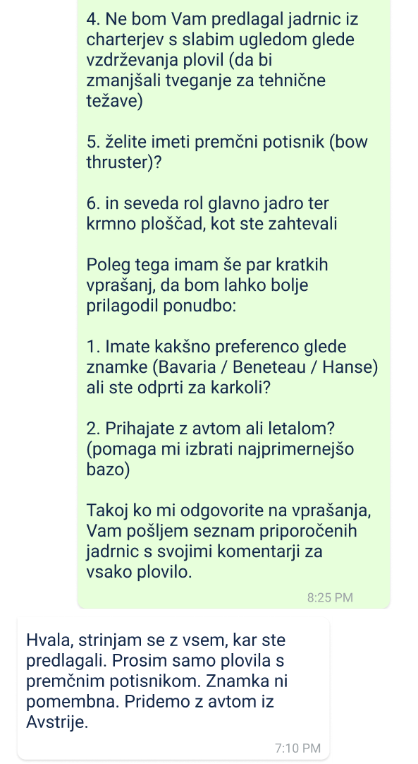 primer vroče linije za kapitane