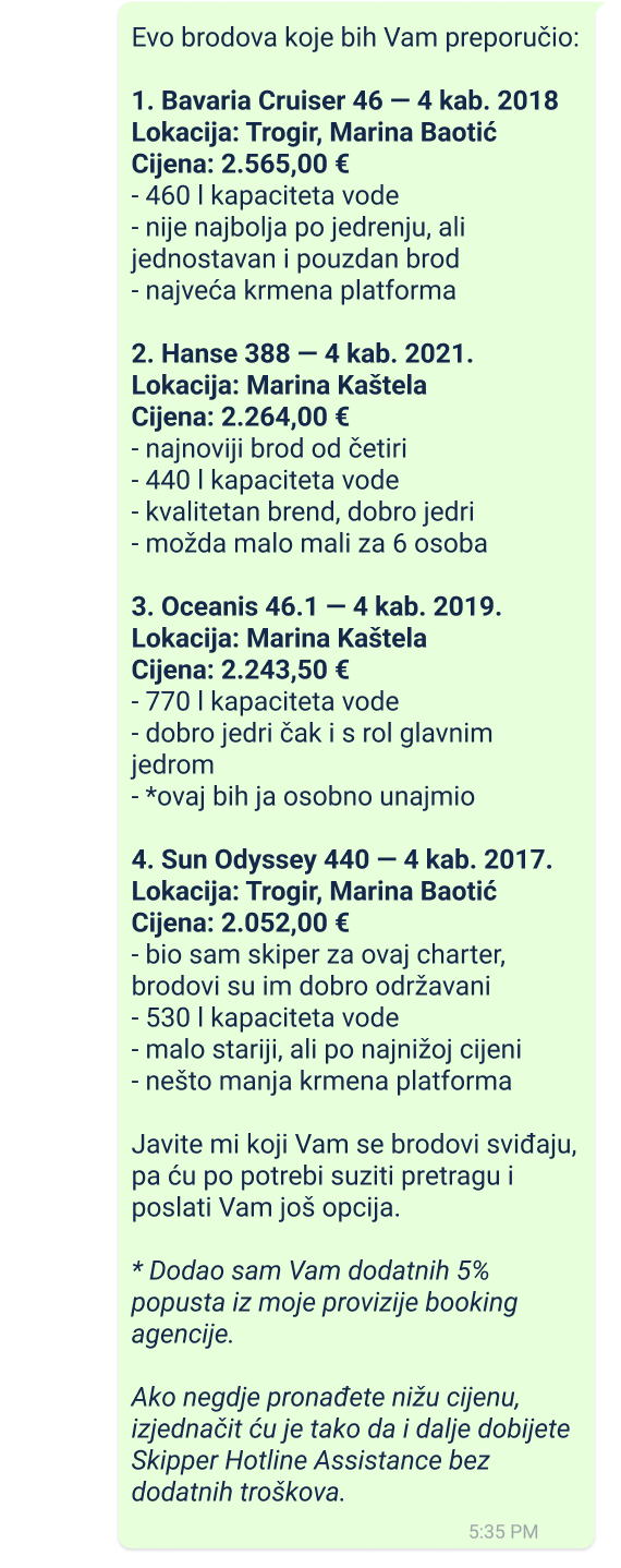 primjer skiperove linije