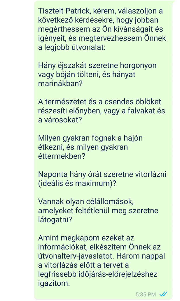példa a kapitányi forródrótra