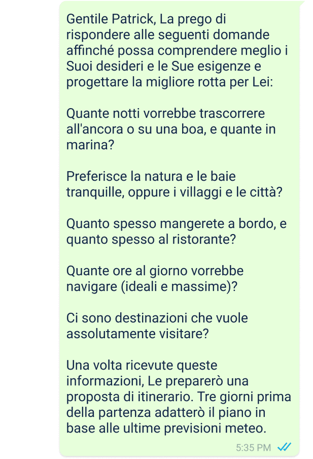 esempio di linea diretta skipper