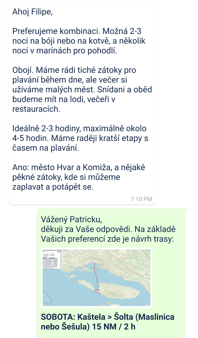 příklad horké linky kapitána