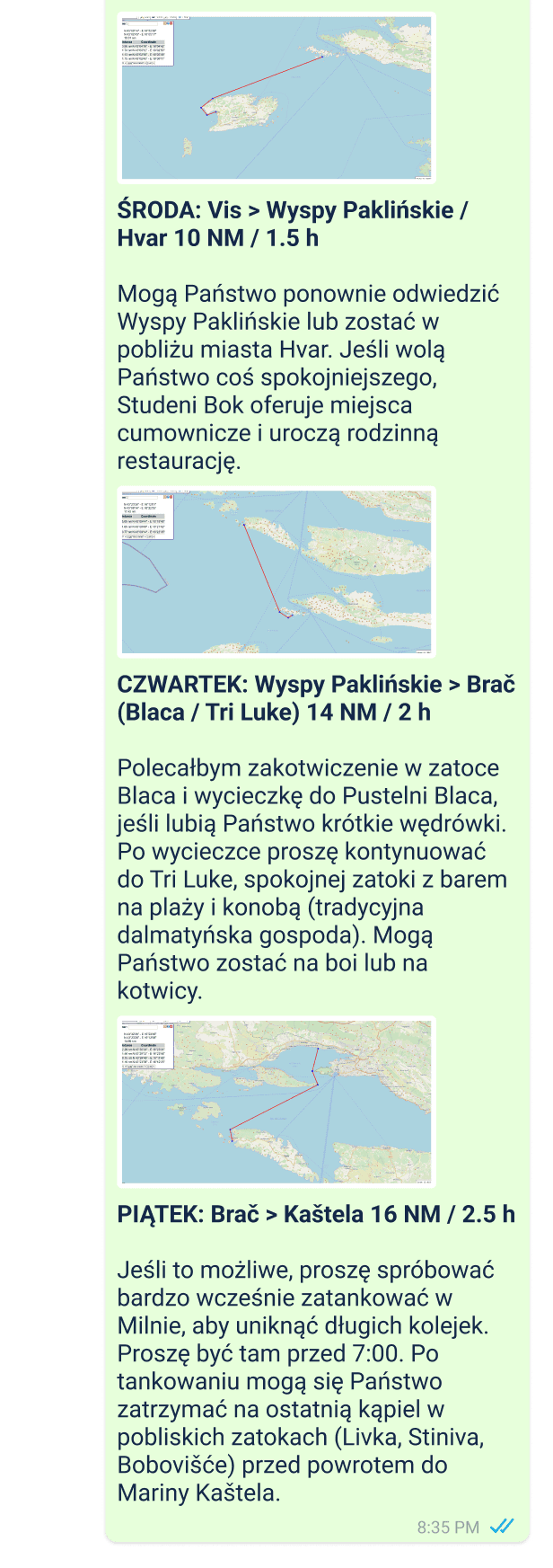 Przykład gorącej linii skippera