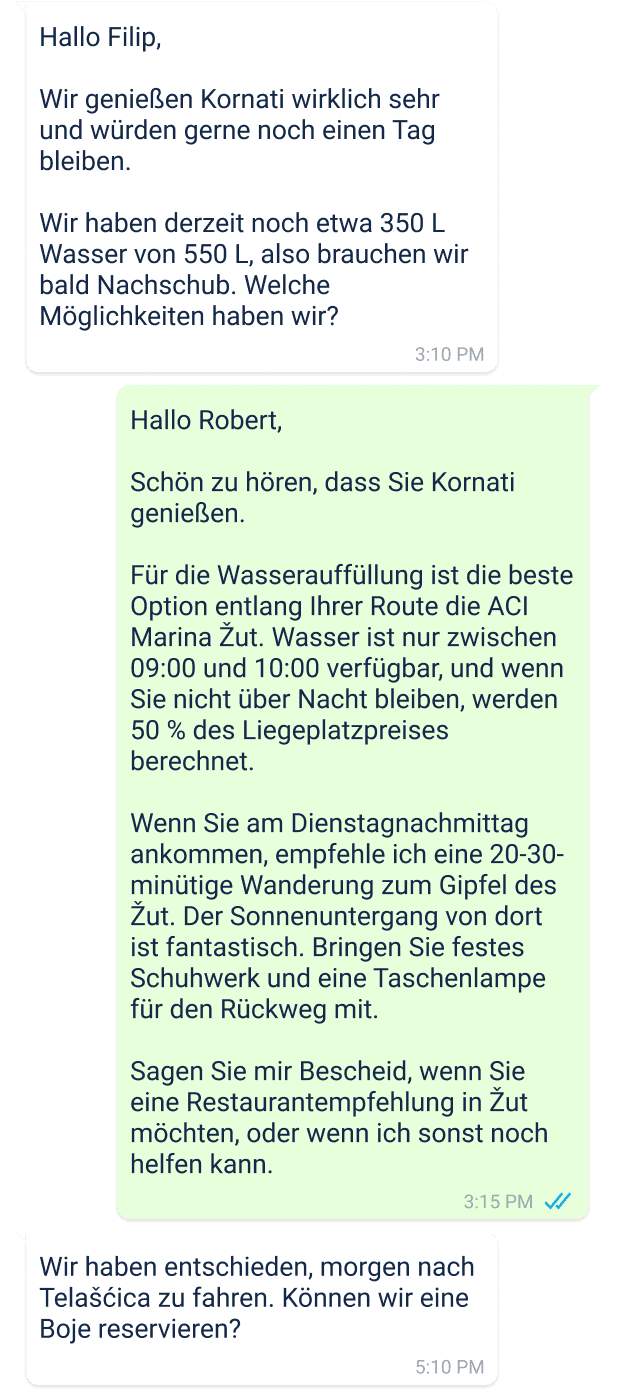 Beispiel einer Skipper-Hotline