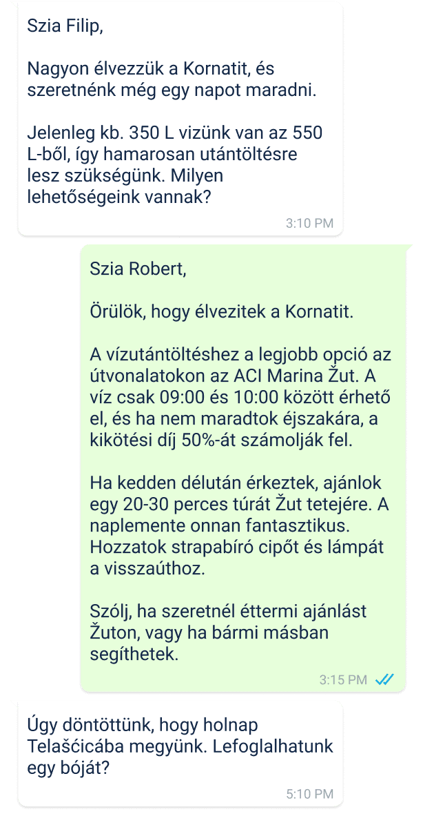 példa a kapitányi forródrótra