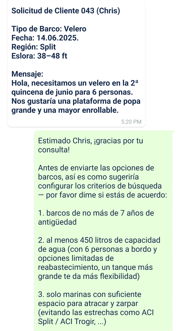 ejemplo de línea directa de skipper