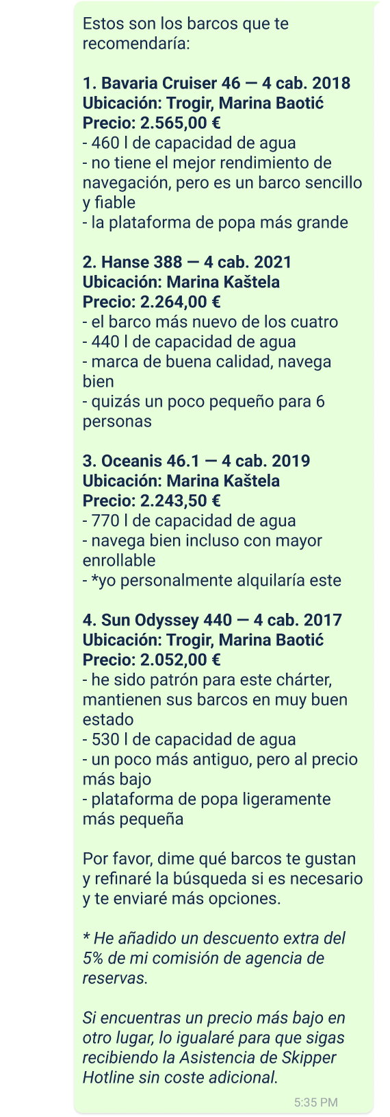 ejemplo de línea directa de skipper