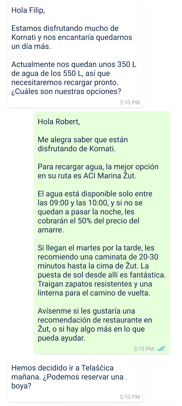 ejemplo de línea directa de skipper